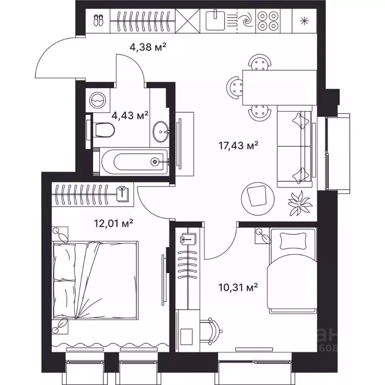 2-к кв. Владимирская область, Киржач ул. Свердлова, 10А (48.5 м) - Фото 1