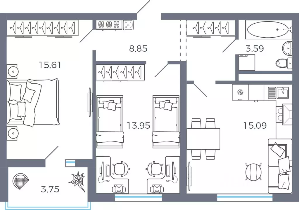 2-к кв. Самарская область, Волжский район, Лопатино с/пос, пос. ... - Фото 1