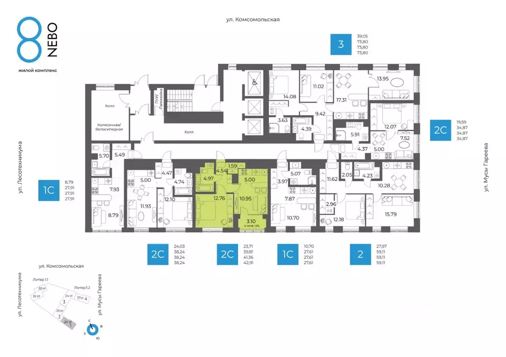 2-к кв. Башкортостан, Уфа Глумилино-1 мкр, 8-е Небо жилой комплекс ... - Фото 2
