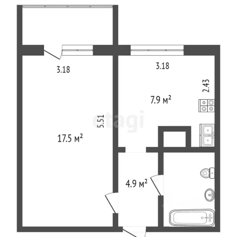 1-к кв. Ямало-Ненецкий АО, Ноябрьск просп. Мира, 82 (33.9 м) - Фото 2