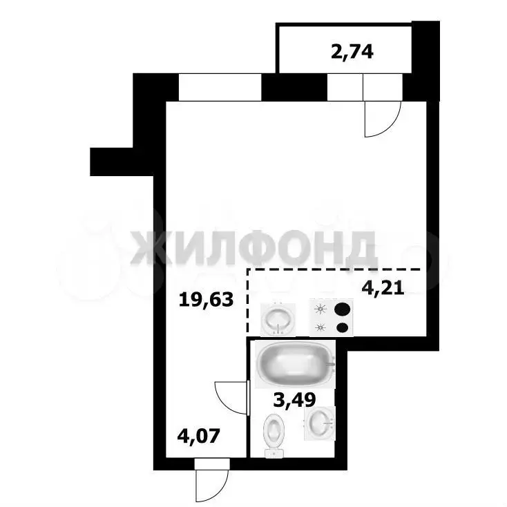 Квартира-студия, 35 м, 8/25 эт. - Фото 0