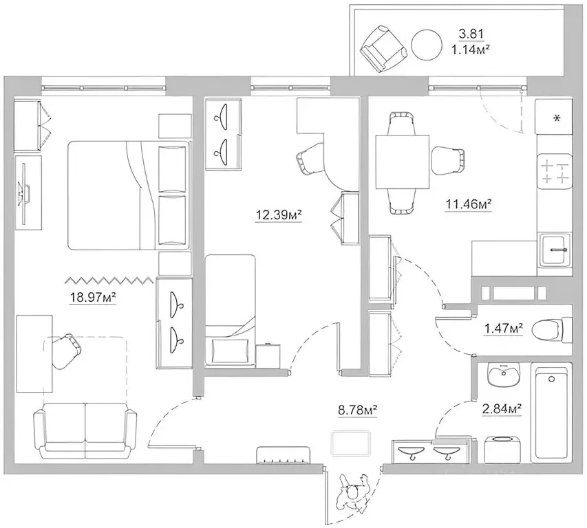 2-к кв. Ленинградская область, Ломоносовский район, Виллозское ... - Фото 2