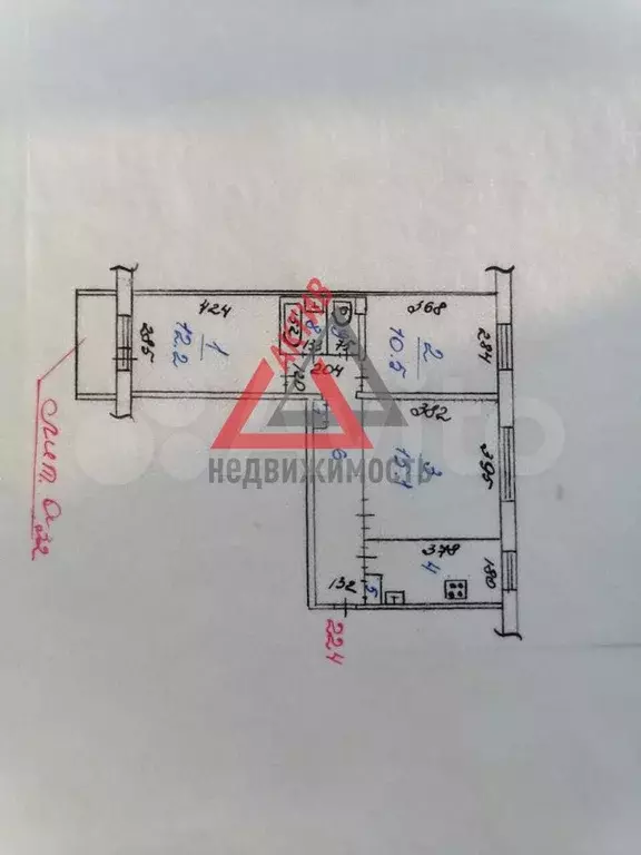3-к. квартира, 57,9 м, 2/9 эт. - Фото 0