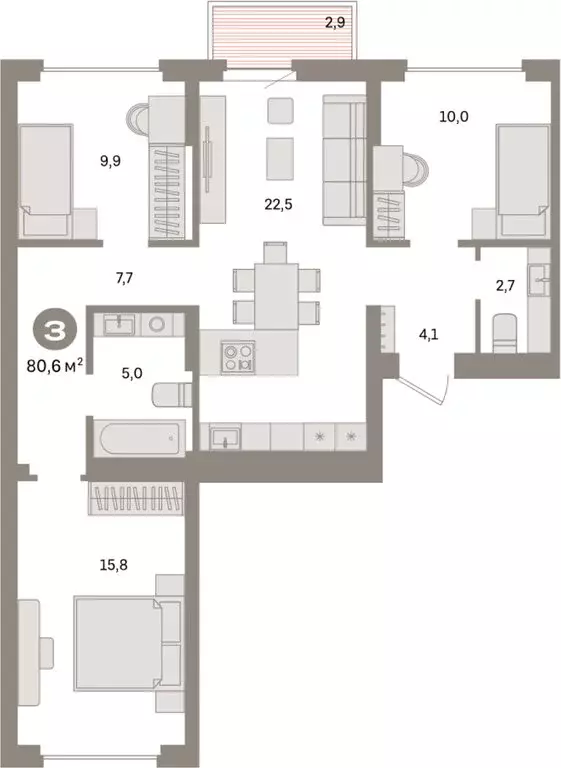 3-комнатная квартира: Екатеринбург, жилой район Сортировочный, ... - Фото 1