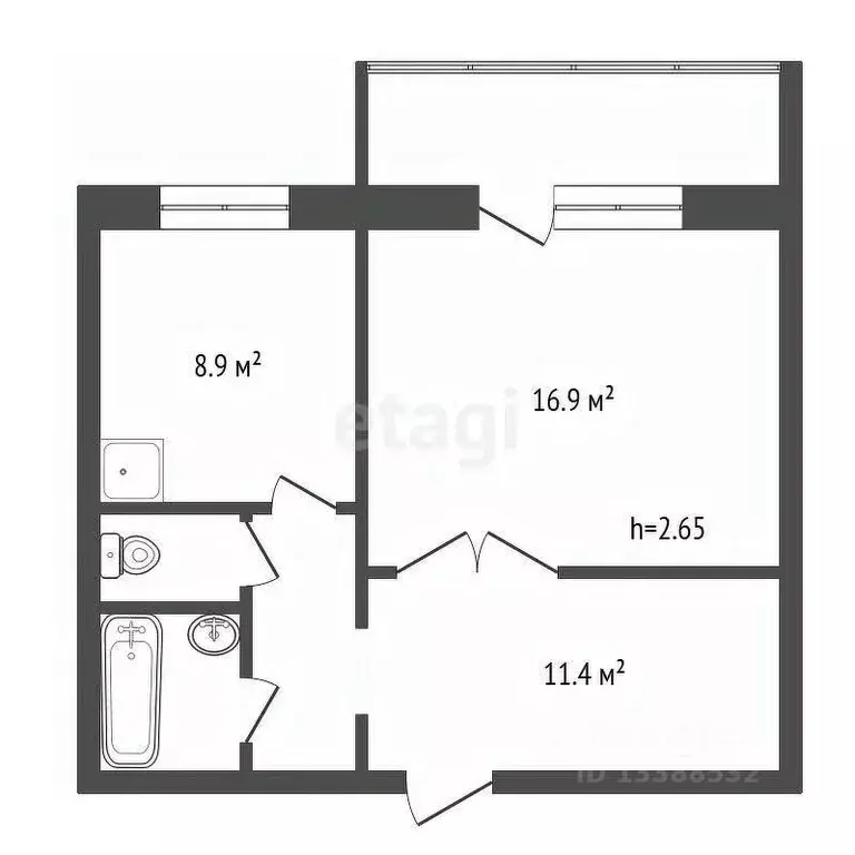 1-к кв. Красноярский край, Красноярск Ястынская ул., 13 (42.0 м) - Фото 2