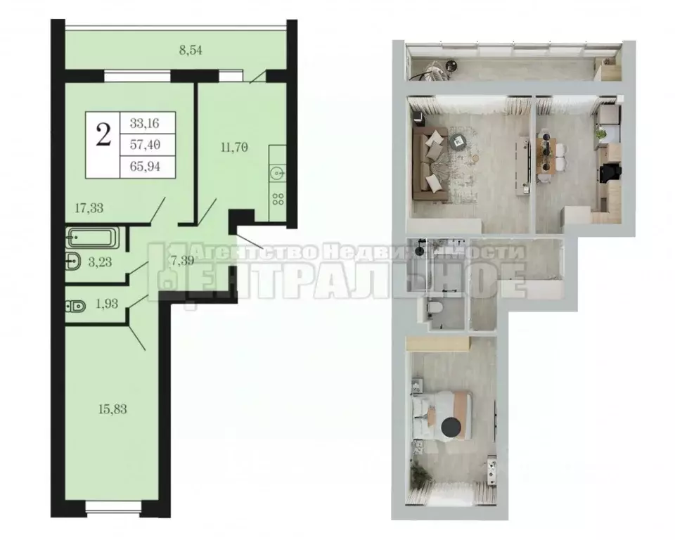 2-к кв. Смоленская область, Смоленский муниципальный округ, д. Ясенная ... - Фото 2