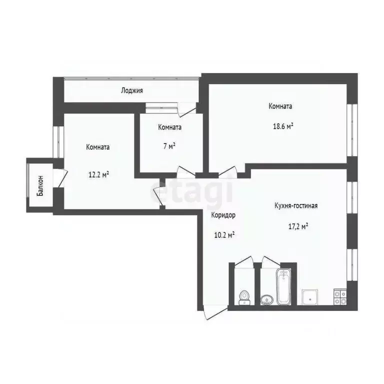 4-к кв. Омская область, Омск ул. 10 лет Октября, 145 (69.6 м) - Фото 1