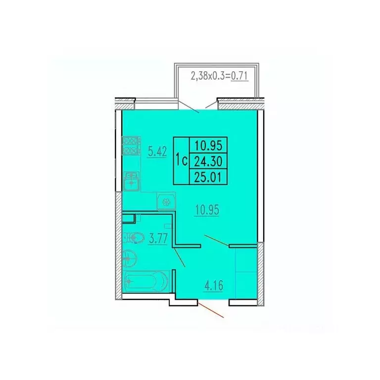 Студия Краснодарский край, Анапа Таманская ул., 121к14 (25.0 м) - Фото 2