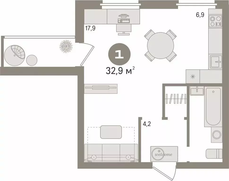 1-комнатная квартира: Екатеринбург, улица Степана Разина, 58 (32.9 м) - Фото 1