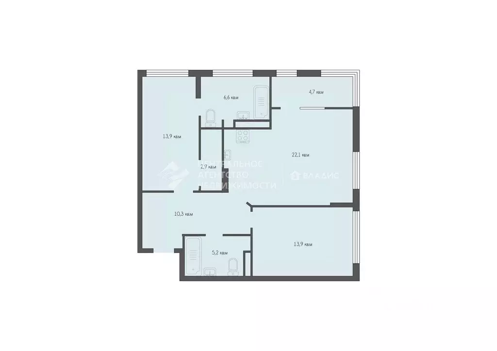 2-к кв. Рязанская область, Рязань ул. Полина, 3к1 (77.3 м) - Фото 2