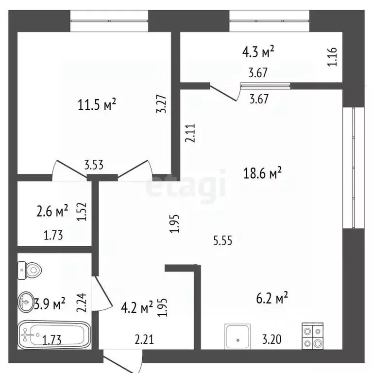 2-к кв. Удмуртия, Ижевск Пушкинская ул., 273к2 (48.0 м) - Фото 2