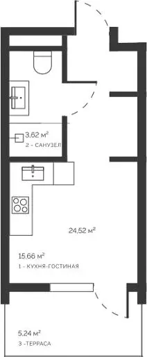 Студия Крым, Саки ул. Морская, 11 (24.5 м) - Фото 1