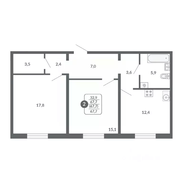 2-к кв. Кировская область, Киров ул. Пушкина, 25 (67.7 м) - Фото 1