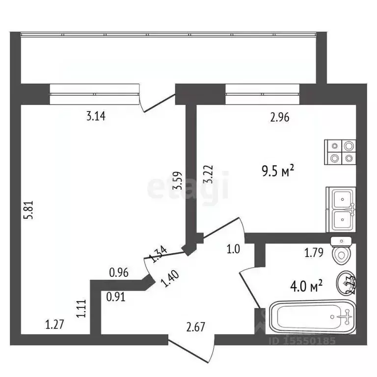 1-к кв. Самарская область, Самара ул. Советской Армии, 185А (33.2 м) - Фото 2