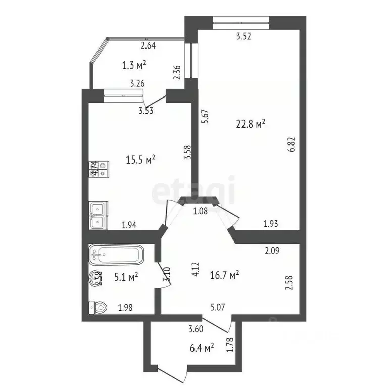 1-к кв. Забайкальский край, Чита Красноярская ул., 6 (66.5 м) - Фото 1