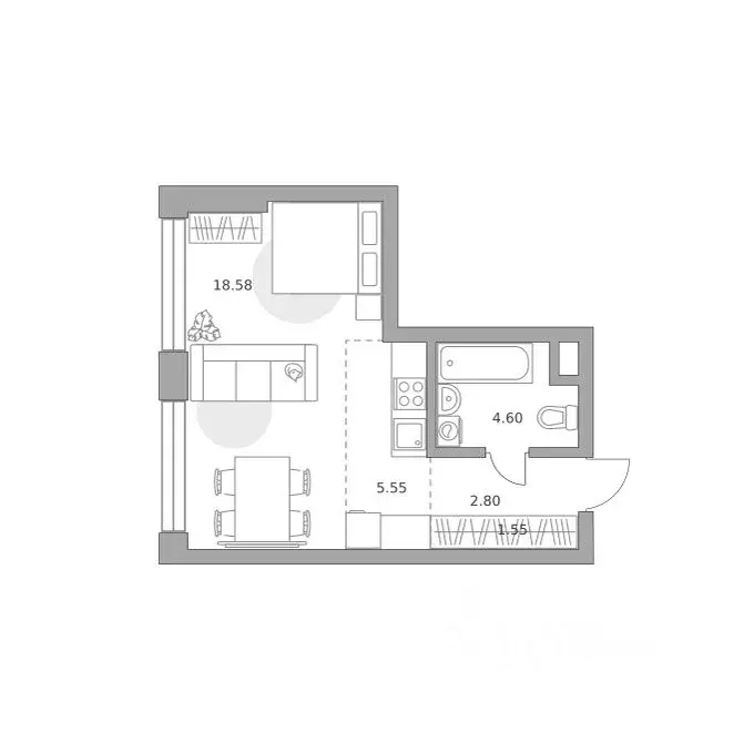1-к кв. Москва ул. Народного Ополчения (33.08 м) - Фото 1