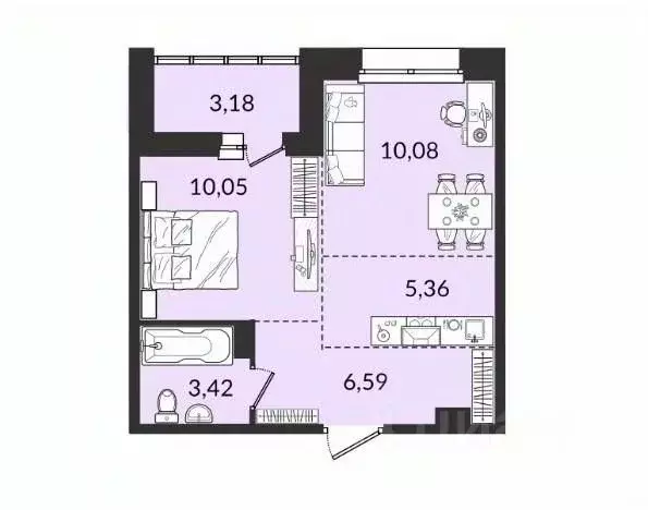 1-к кв. Иркутская область, Иркутск ул. Ивана Кочубея, 2/4 (38.68 м) - Фото 1