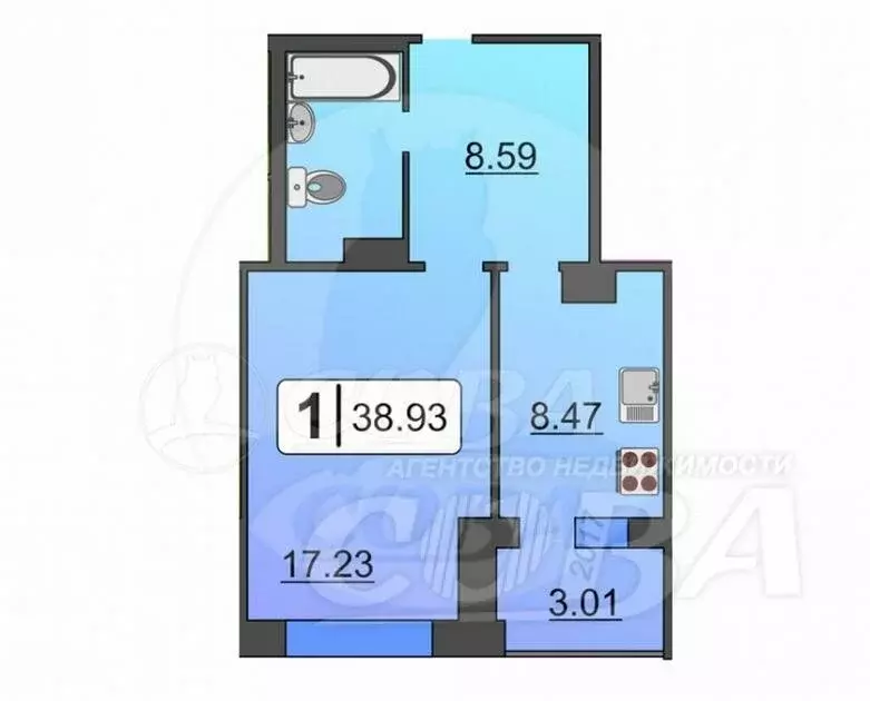 1-комнатная квартира: Тюмень, Малая Боровская улица, 28 (38.9 м) - Фото 1