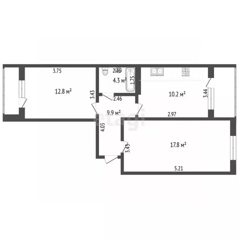 2-к кв. Калужская область, Калуга ул. Минская, 41 (62.0 м) - Фото 2