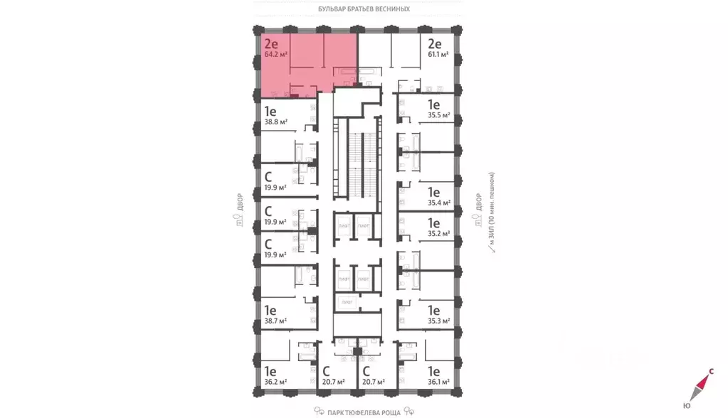 2-к кв. Москва Зиларт жилой комплекс, 21/22 (64.2 м) - Фото 1