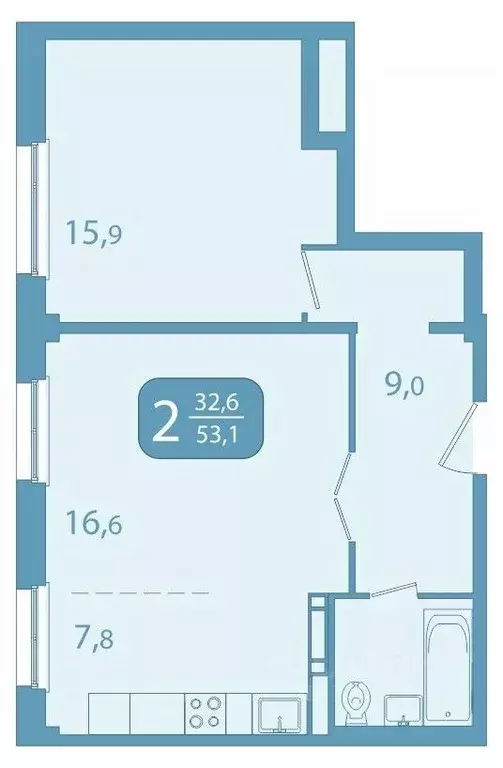 2-к кв. Томская область, Томск ул. Юрия Ковалева, 47 (53.16 м) - Фото 0