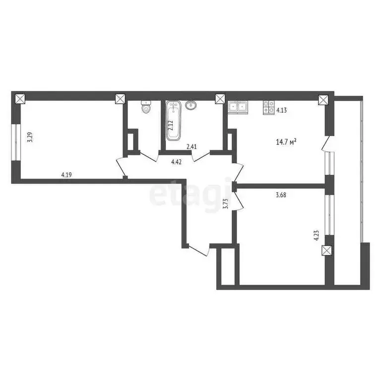 2-комнатная квартира: деревня Патрушева, улица Фёдора Достоевского, 24 ... - Фото 1
