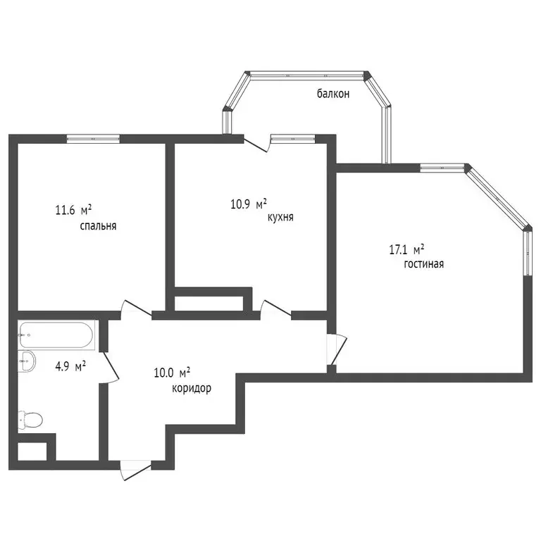 2-комнатная квартира: Благовещенск, улица Василенко, 3/1 (54.8 м) - Фото 1
