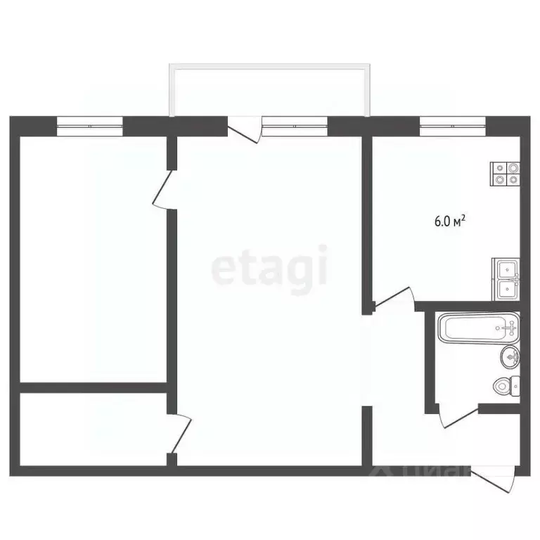 2-к кв. Тамбовская область, Тамбов ул. имени Сергея Лазо, 38 (46.5 м) - Фото 1