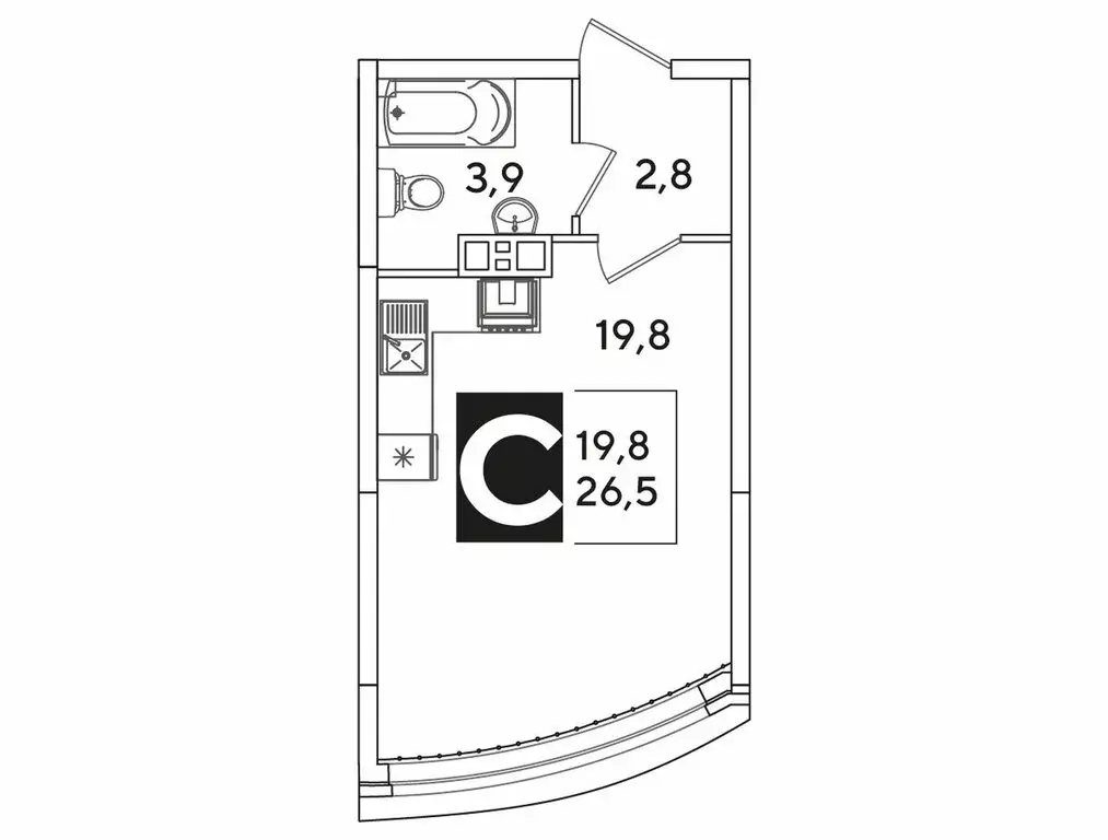 Квартира-студия: Краснодар, улица Ивана Беличенко, 90 (26.5 м) - Фото 1