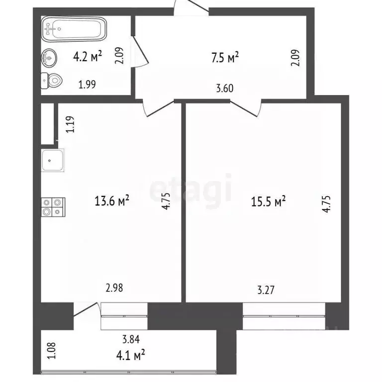 1-к кв. Смоленская область, Смоленск Тульский пер., 10 (40.8 м) - Фото 2