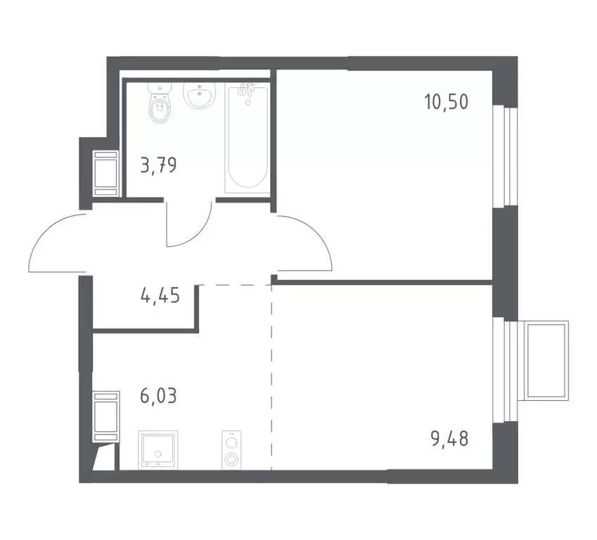 1-комнатная квартира: деревня Коробово, улица Авиаторов, 9 (33.8 м) - Фото 1