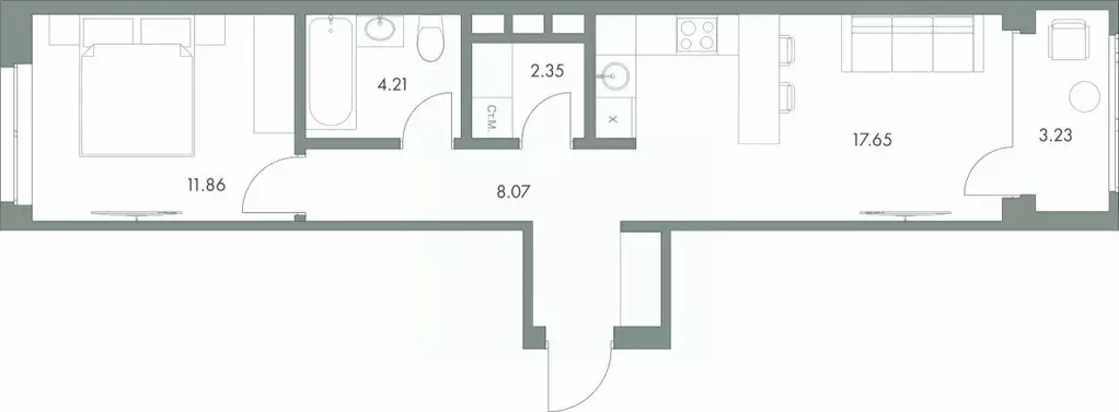 1-к кв. Ханты-Мансийский АО, Сургут ул. Крылова (47.37 м) - Фото 0