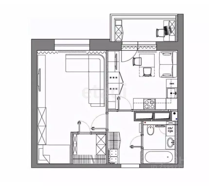 1-к кв. Ставропольский край, Ставрополь Шпаковская ул., 76/9 (45.0 м) - Фото 1