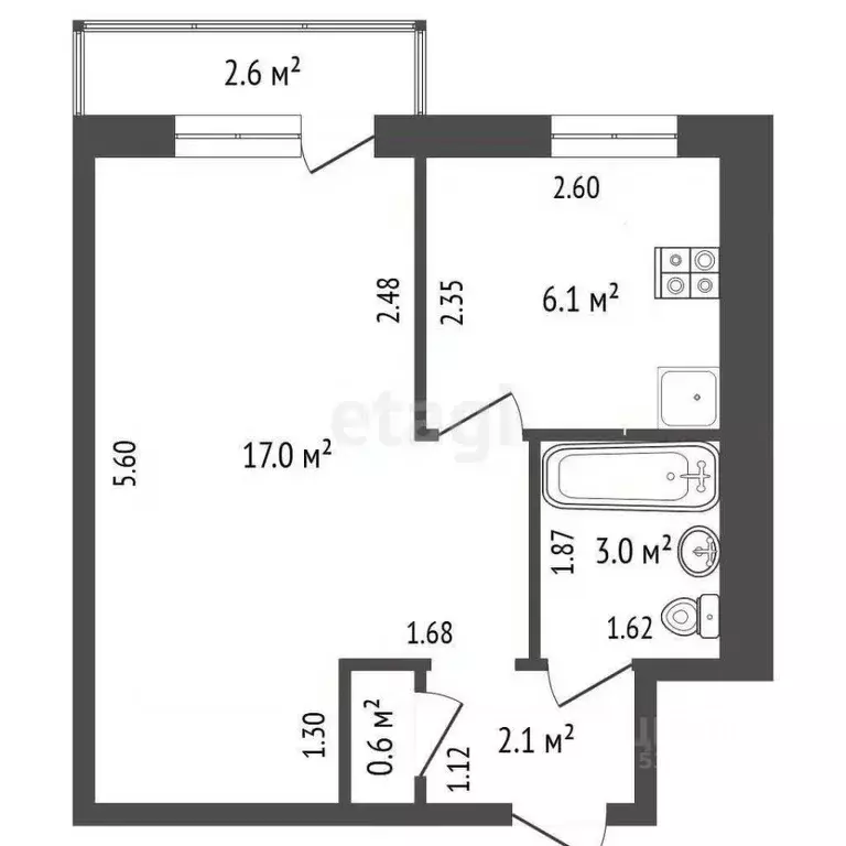 1-к кв. Ростовская область, Ростов-на-Дону просп. Ленина, 109/1 (31.4 ... - Фото 2