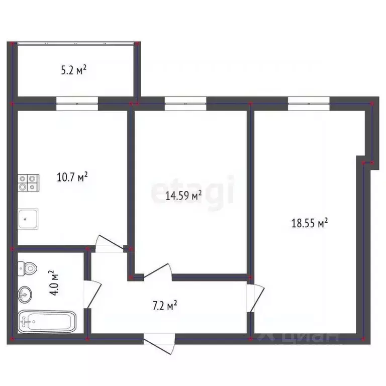 2-к кв. Воронежская область, Воронеж Цимлянская ул., 10В (57.7 м) - Фото 2