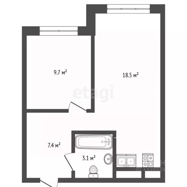 1-к кв. Кемеровская область, Кемерово ул. Мичурина, 58к1 (40.7 м) - Фото 2
