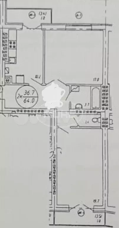 2-к. квартира, 64 м, 6/9 эт. - Фото 0