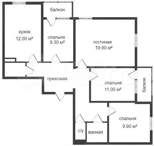 4-к. квартира, 86 м, 3/4 эт. - Фото 0