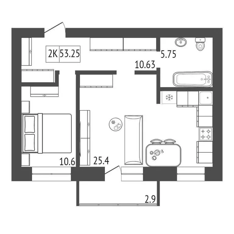Продаётся 1-к квартира, 53.3 м - Фото 0