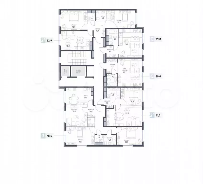 2-к. квартира, 41,5 м, 3/25 эт. - Фото 0
