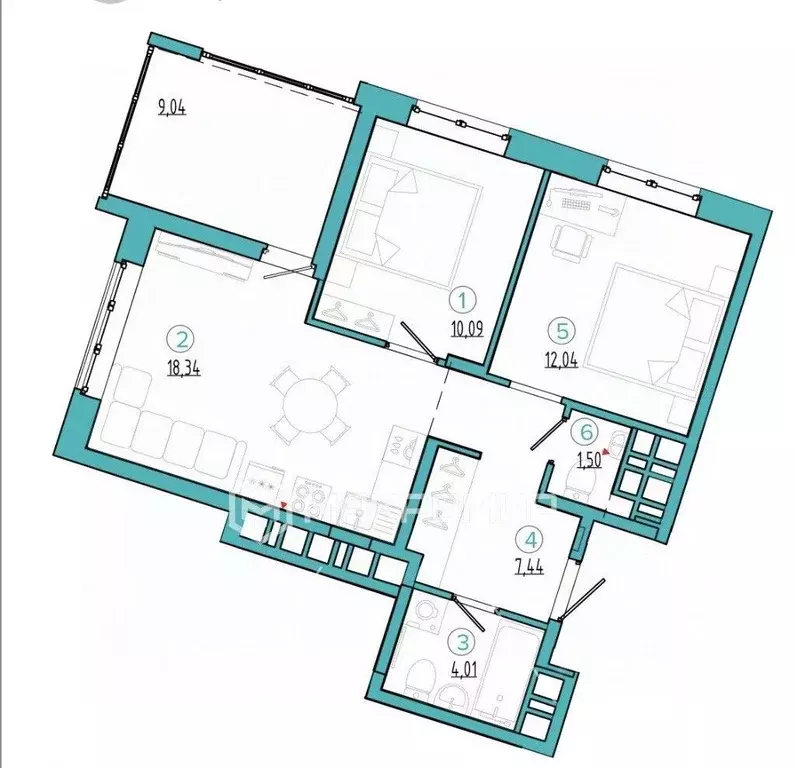 2-к кв. Брянская область, Брянск Бежицкая ул., 21Б (58.0 м) - Фото 2