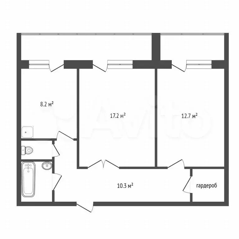 2-к. квартира, 54,1 м, 5/10 эт. - Фото 0