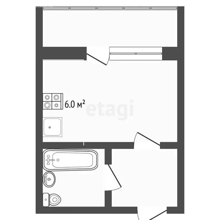 Квартира-студия: Тюмень, улица Бабарынка, 16Б (17.3 м) - Фото 1