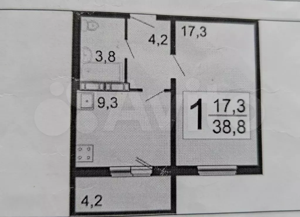1-к. квартира, 34,5 м, 2/12 эт. - Фото 0