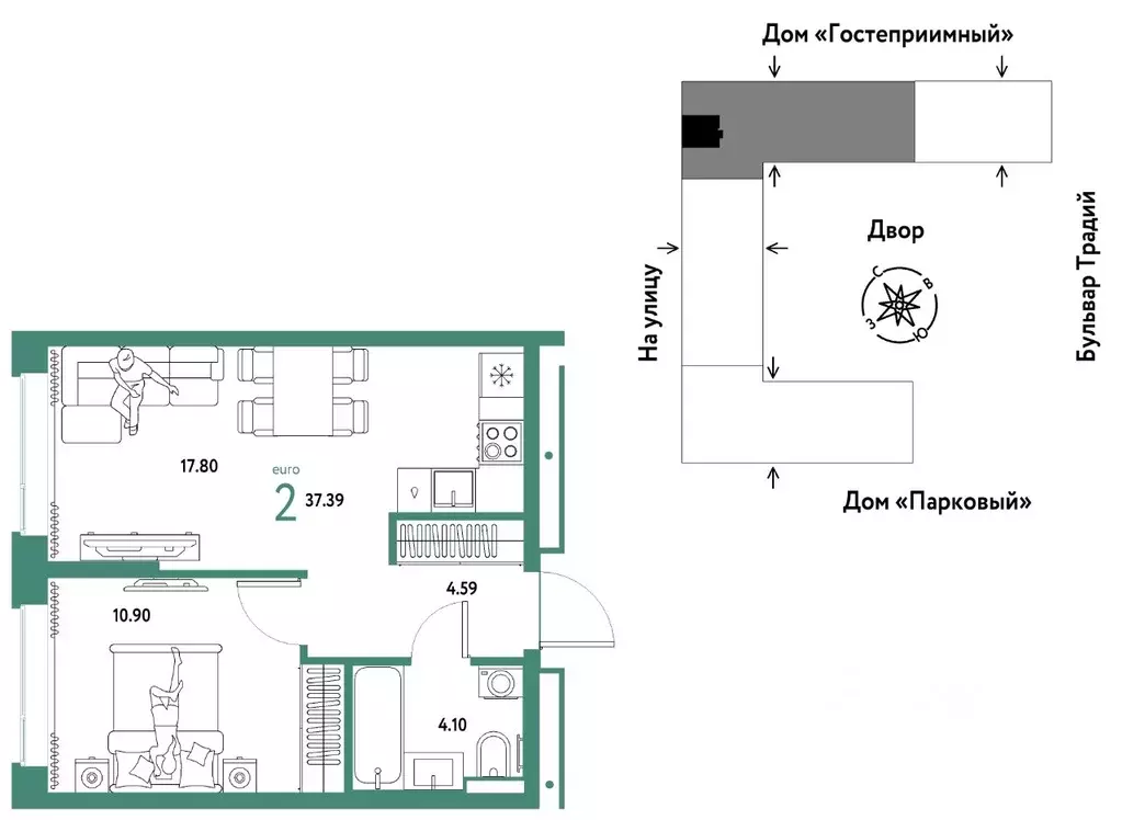 2-к кв. Тюменская область, Тюмень ул. Новоселов, 100 (37.39 м) - Фото 0
