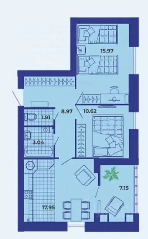 2-к кв. Брянская область, Брянск ул. Ильи Иванова, 9 (66.8 м) - Фото 1