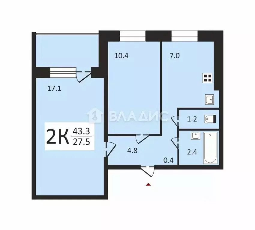 2-к кв. Нижегородская область, Нижний Новгород ул. Маршала ... - Фото 2