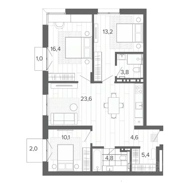 4-к кв. Алтайский край, Барнаул тракт Змеиногорский, 35Б (85.39 м) - Фото 1