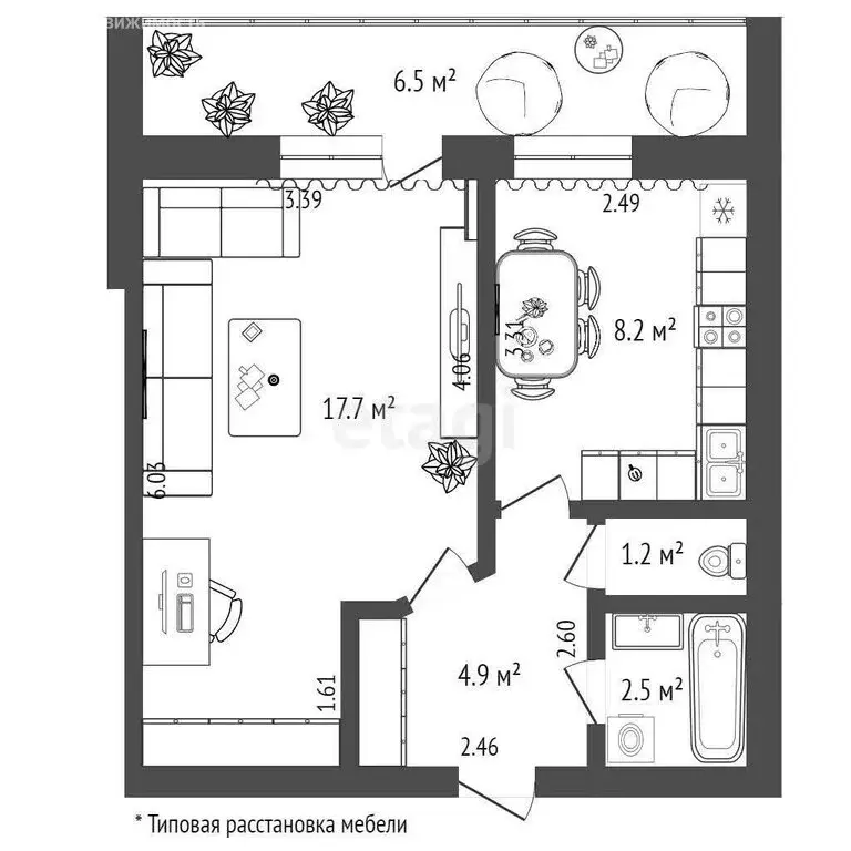 1-комнатная квартира: Тюмень, Широтная улица, 148к1 (34 м) - Фото 1