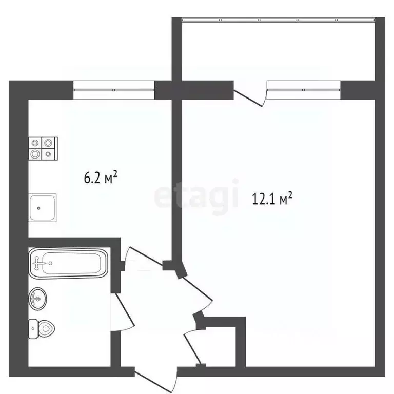 1-к кв. Ростовская область, Таганрог Большая Бульварная ул., 9-4 (29.0 ... - Фото 2